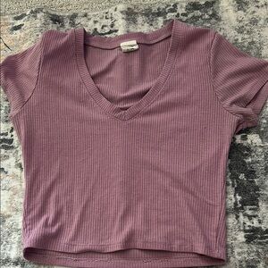 Tilly's Purple Ribbed Crop T-Shirt Short Sleeve